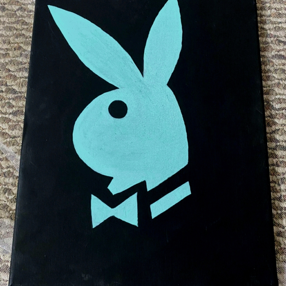 2/$20 Teal Playboy bunny painting